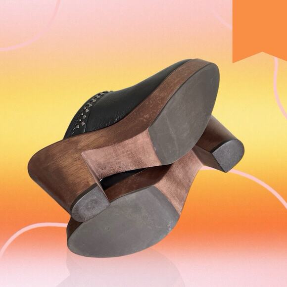 Trask Women’s Black Leather Reese Studded Clog/Mule Heels Boho Western Size 7.5 - Picture 5 of 12